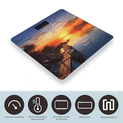 Balanza digital de baño con pantalla LCD grande y diseño seguro miniatura 3