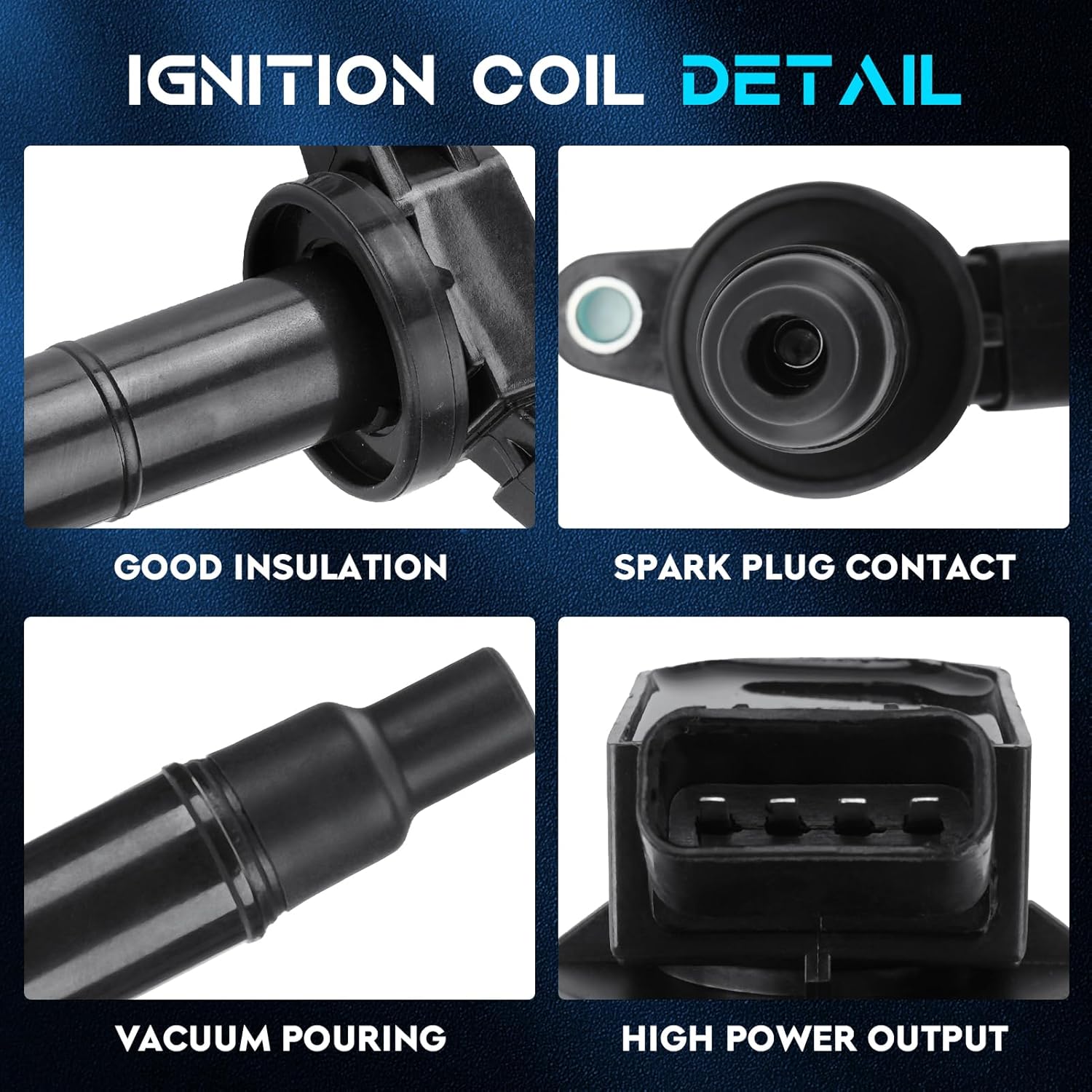 Set of Ignition Coil Pack 2.4L 2.4 Compatible with Toyota Camry Corolla Highlander Matrix RAV4 Solara for Scion tC xB for Lexus HS250h for Pontiac Vibe Replace UF333 C1330 9091902244 Black