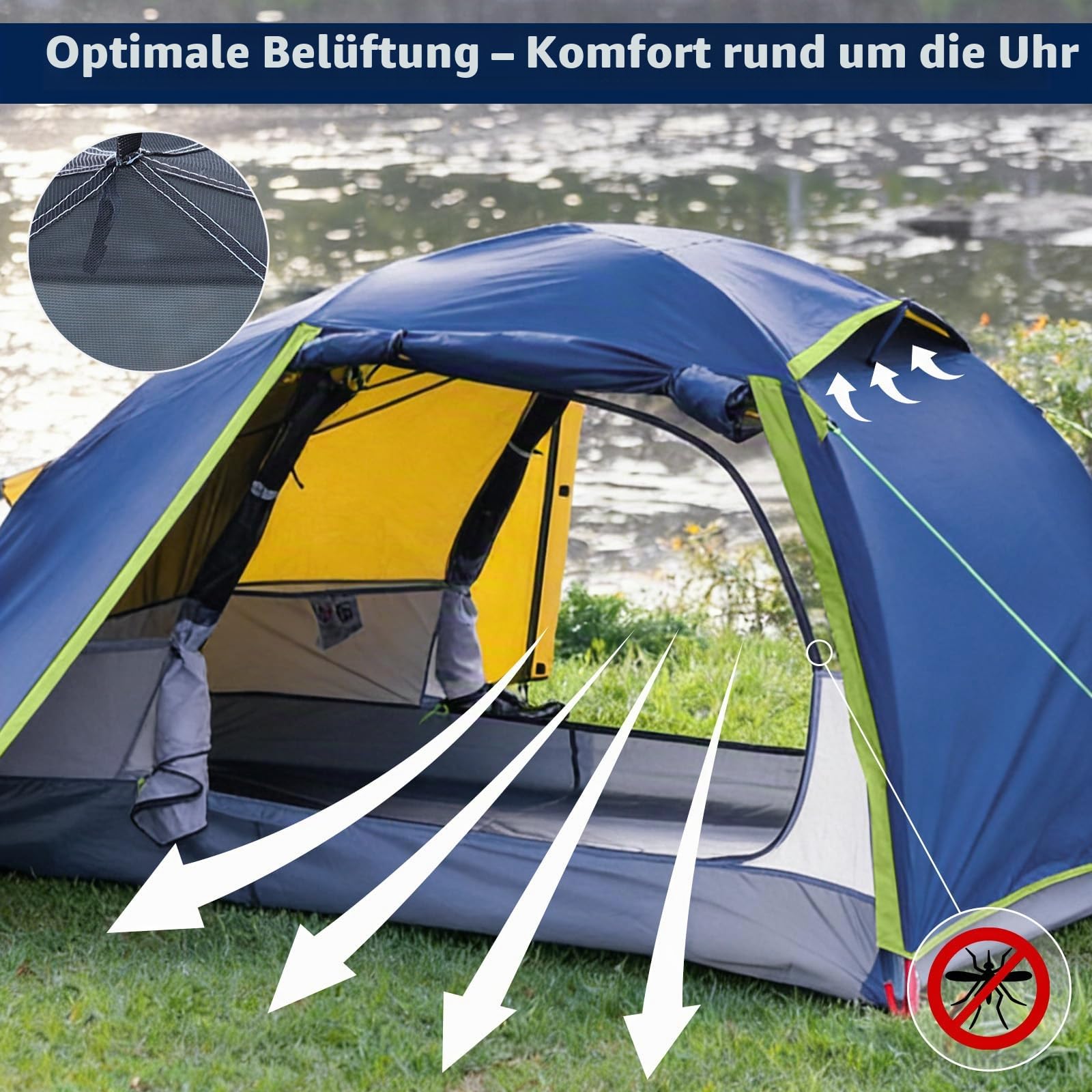 Three Bears Ultraleichtes 2/4-Personen-Rucksackzelt – 3000 mm wasserdicht, sofortiger Aufbau, robust und tragbar für Camping, Wandern und Reisen