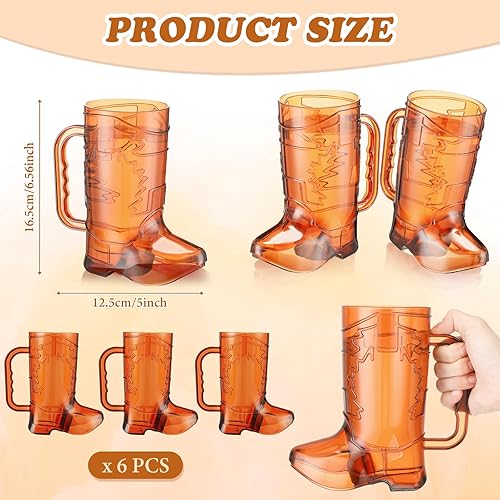 Miniatura 3 de 12 tazas de plástico para botas de vaquera de 16 onzas, vasos de chupito para botas de vaquera, tazas rosas con asa para temática occidental,