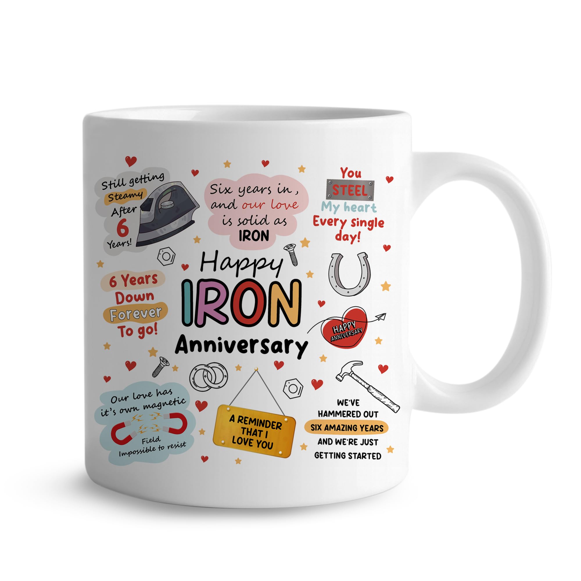 RED OCEAN Funny Mug for 6th Anniversary, Gift for Her Him, Iron Anniversary, Husband Wife Couple Romantic Present Keepsake