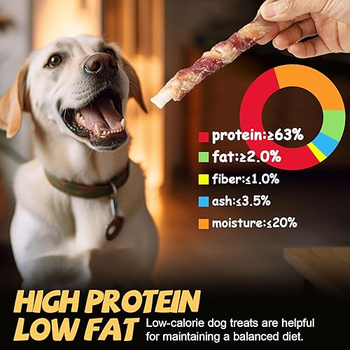 Miniatura 10 de ASMPET Dog Treats - Pescado envuelto en pollo sin cuero crudo, sin granos, todo natural, saludable, palitos de bacalao, aperitivos masticables