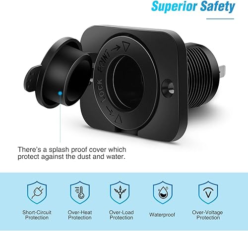 Miniatura 4 de Nilight - Juego de 2 enchufes para encendedor de cigarrillos de coche CC 12 V impermeable adaptador de salida de corriente de repuesto con