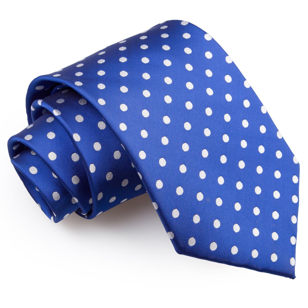 DQT Mens Polka Dot Classic Tie - 9cm Width Necktie - Wedding, Business & Formal - Royal Blue