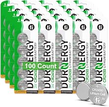 DURNERGY CR2450 3V Lithium Coin Cell Battery 100 Pack, Button Battery CR2450 2450, ECR2450, KCR2450, BR2450, DL2450, LM2450, KT-CR2450, CR2450BP, GPCR2450 Batteries for Flameless Candles