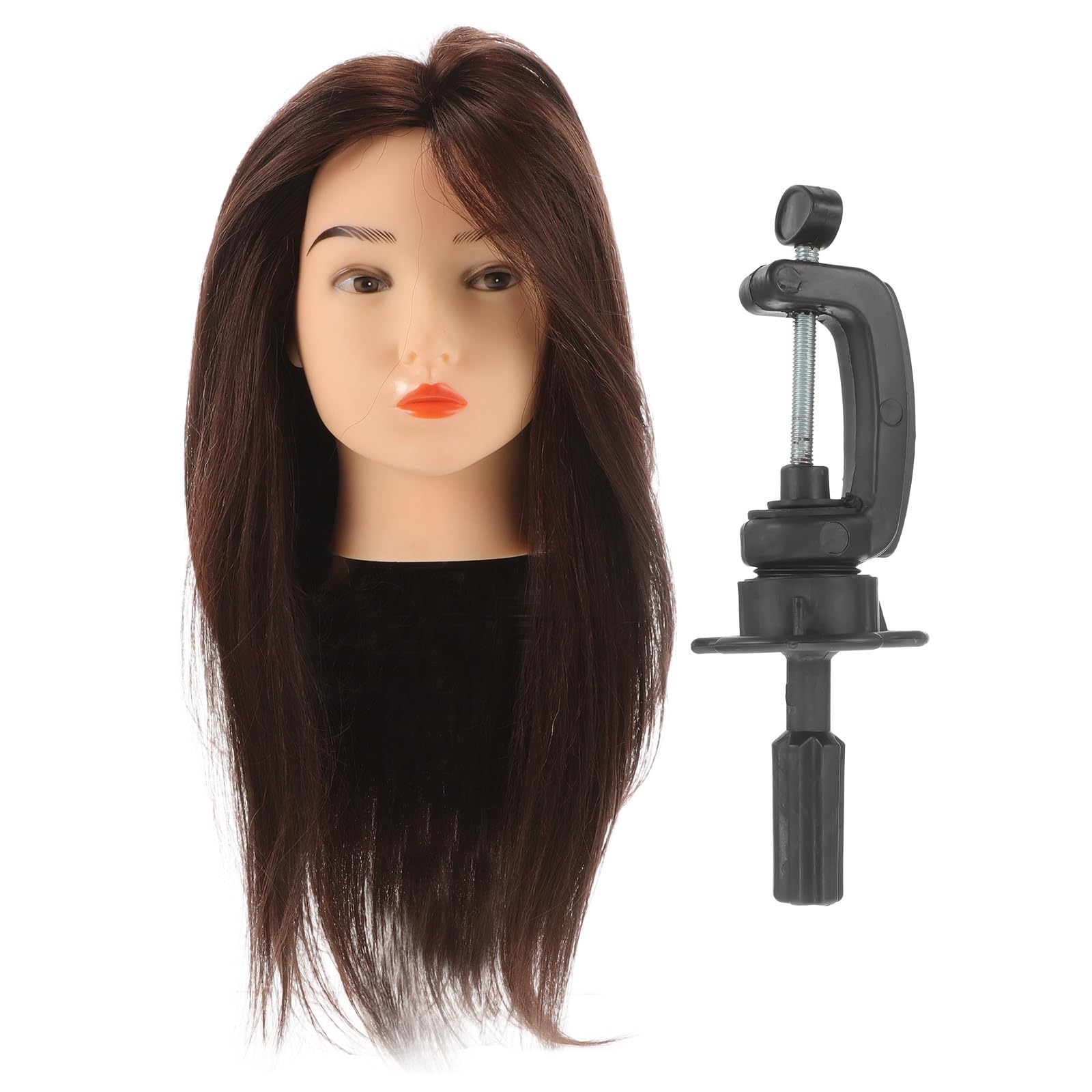 POPETPOP Tête de Mannequin avec Texture Lisse pour Coiffure en Cheveux Humains et Support, pour Salon et Formation des Étudiants en Coiffure