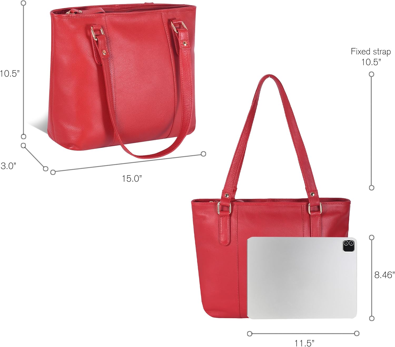 Leather Purse For Women - Real Leather Tote For Women - Ladies Shoulder Handbag For Work, Travel, Casual Use