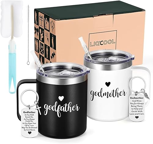 Miniatura 6 de Regalo de propuesta de padrinos, juego de tazas de madrina y padrino con llavero, regalo para padrinos para madrina, padrino, propuesta de Will You