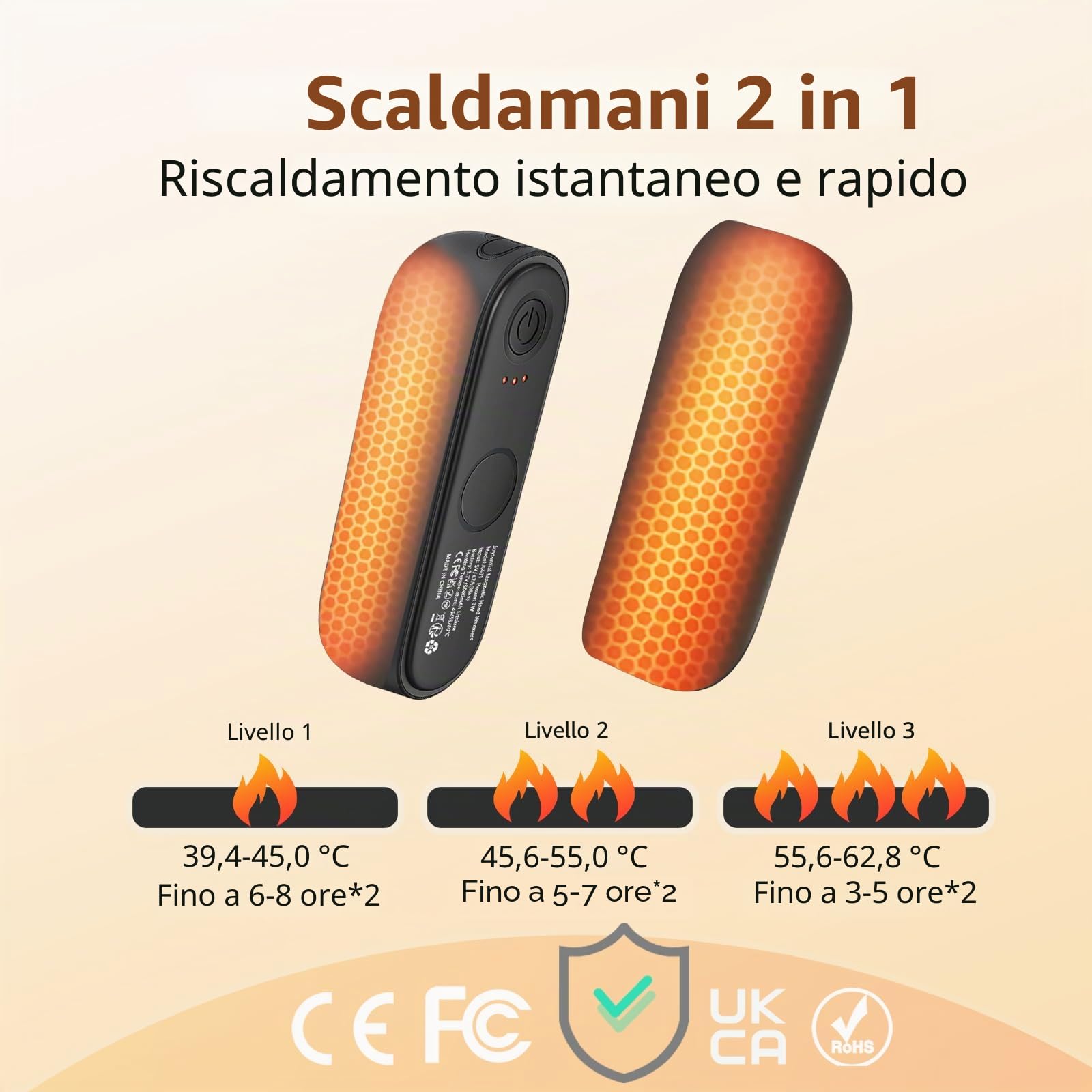10000mAh Scaldamani Elettrico Ricaricabili, 2 in 1 Scalda Mani Portatile Magnetico, 3 Livelli di Calore, Scaldamani Tascabili per Outdoor Campeggio Sci, Regali per Donne e Uomini