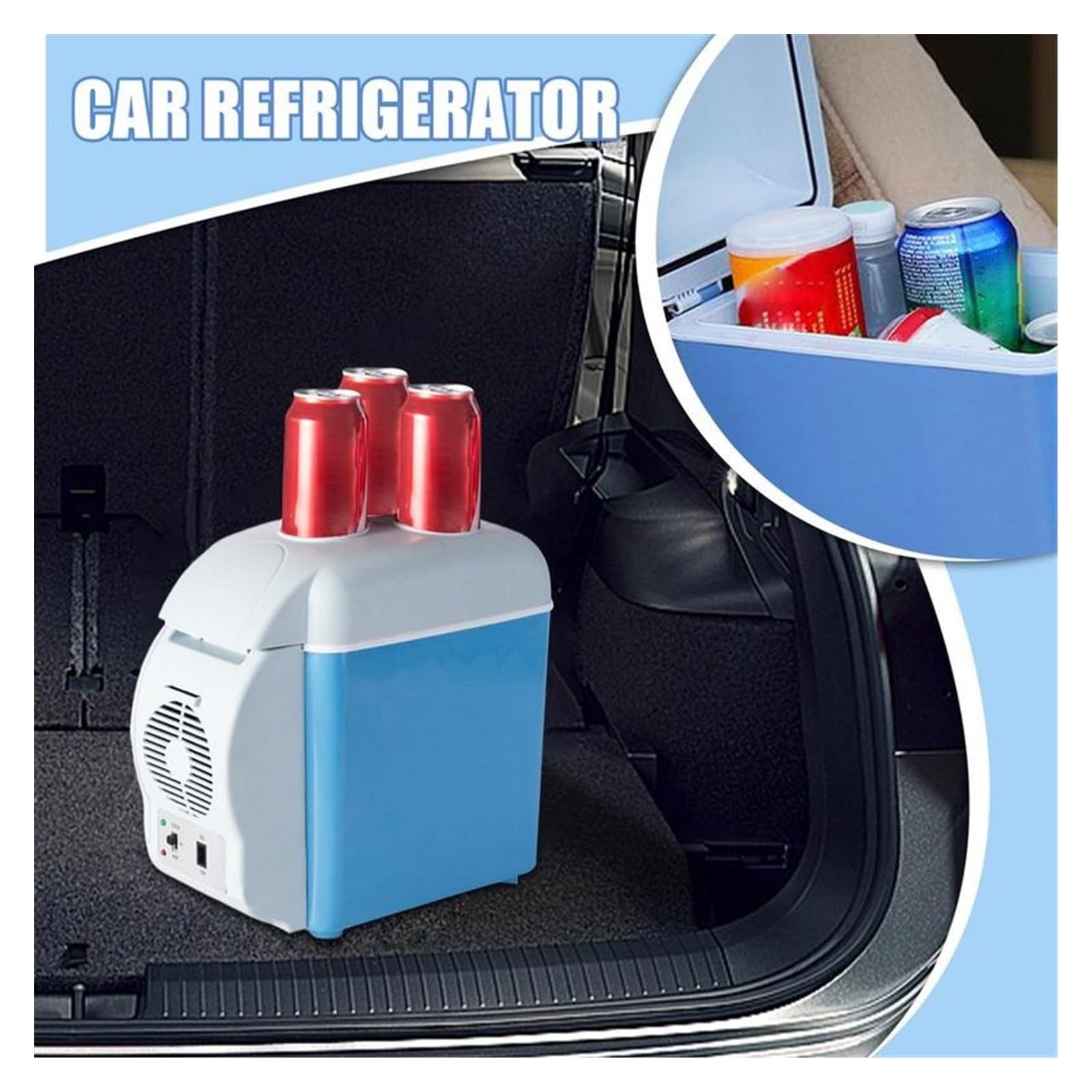Mini refrigerador portátil for Coche de 7,5 l, 12 V CC, enchufable, Doble Modo, for Frutas