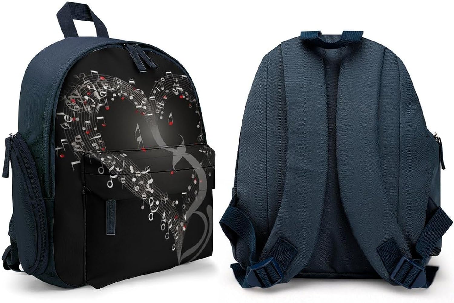 Music Note Adjustable Backpack with Padded Strap Blue image 4