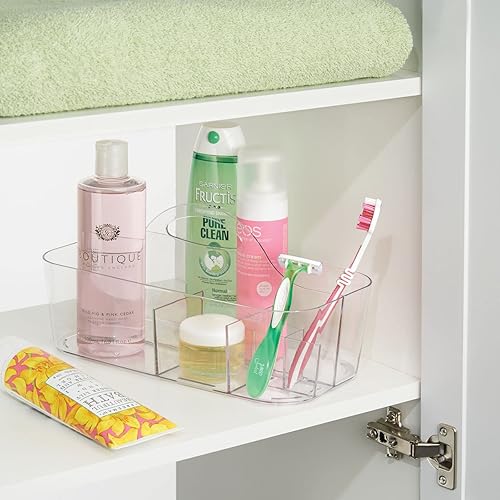 Miniatura 3 de mDesign Organizador de ducha dividido de plástico con asa, almacenamiento para baño o dormitorio, capacidad para jabón de manos, champú, esponjas,