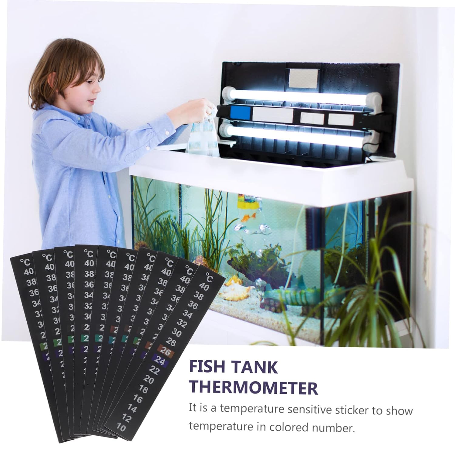 Yardwe 40pcs Aquarium Thermometer Stickers Temperature Strips Adhesive Liquid Fish Tank Thermometers Safe and Practical for Brewing and Aquatic Use