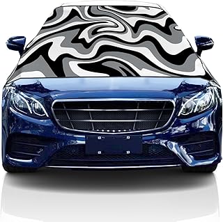 Windshield Cover for Ice and Snow, Car Windshield Snow Cover, Waterproof Oxford Snow Protector Covers with Side Mirrors Cover,Fluid Texture Black Car Window Covers for Cars Vans Suvs 69x42 Inch