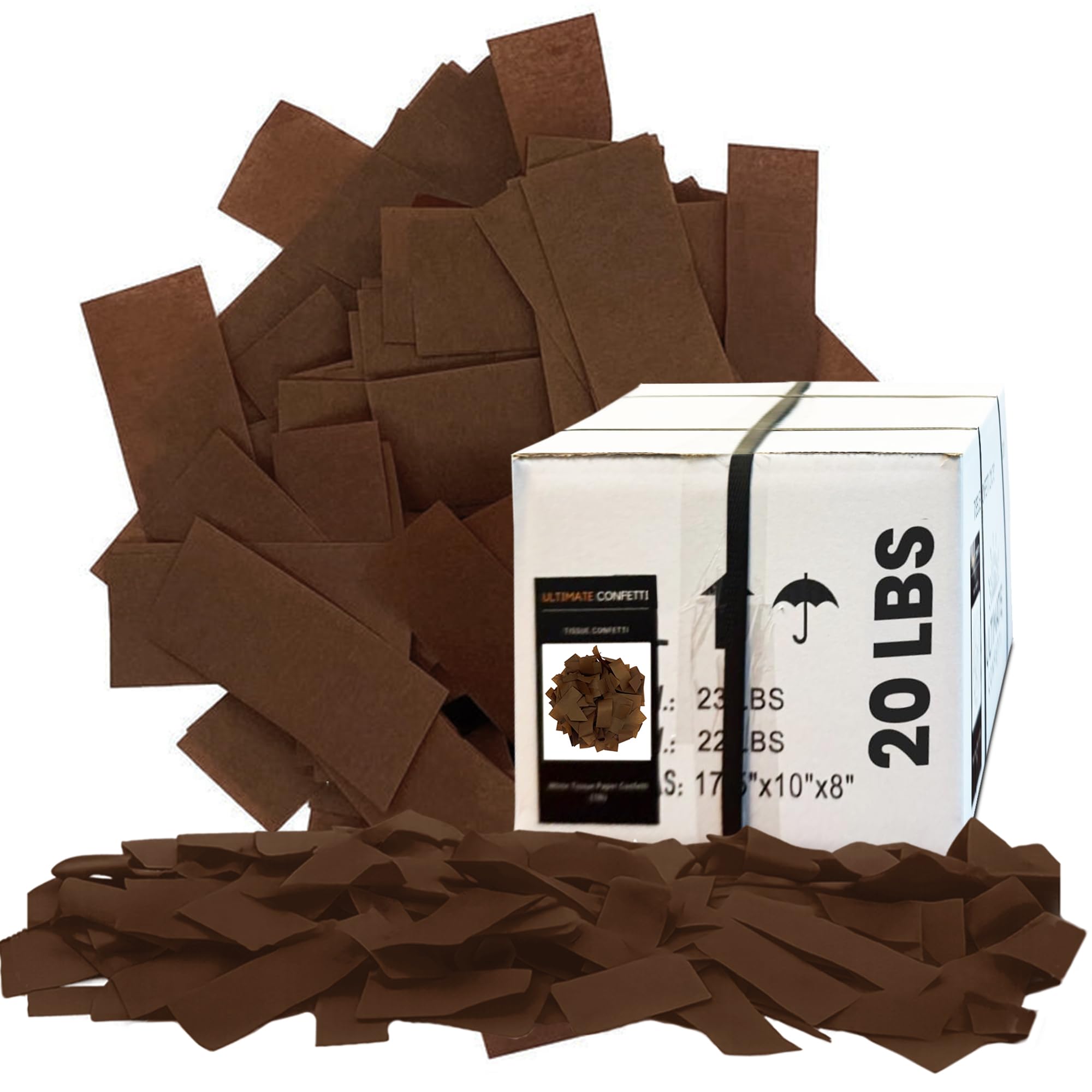 Ultimate Confetti - Rectangular Brown Tissue Paper Confetti - 20 lb