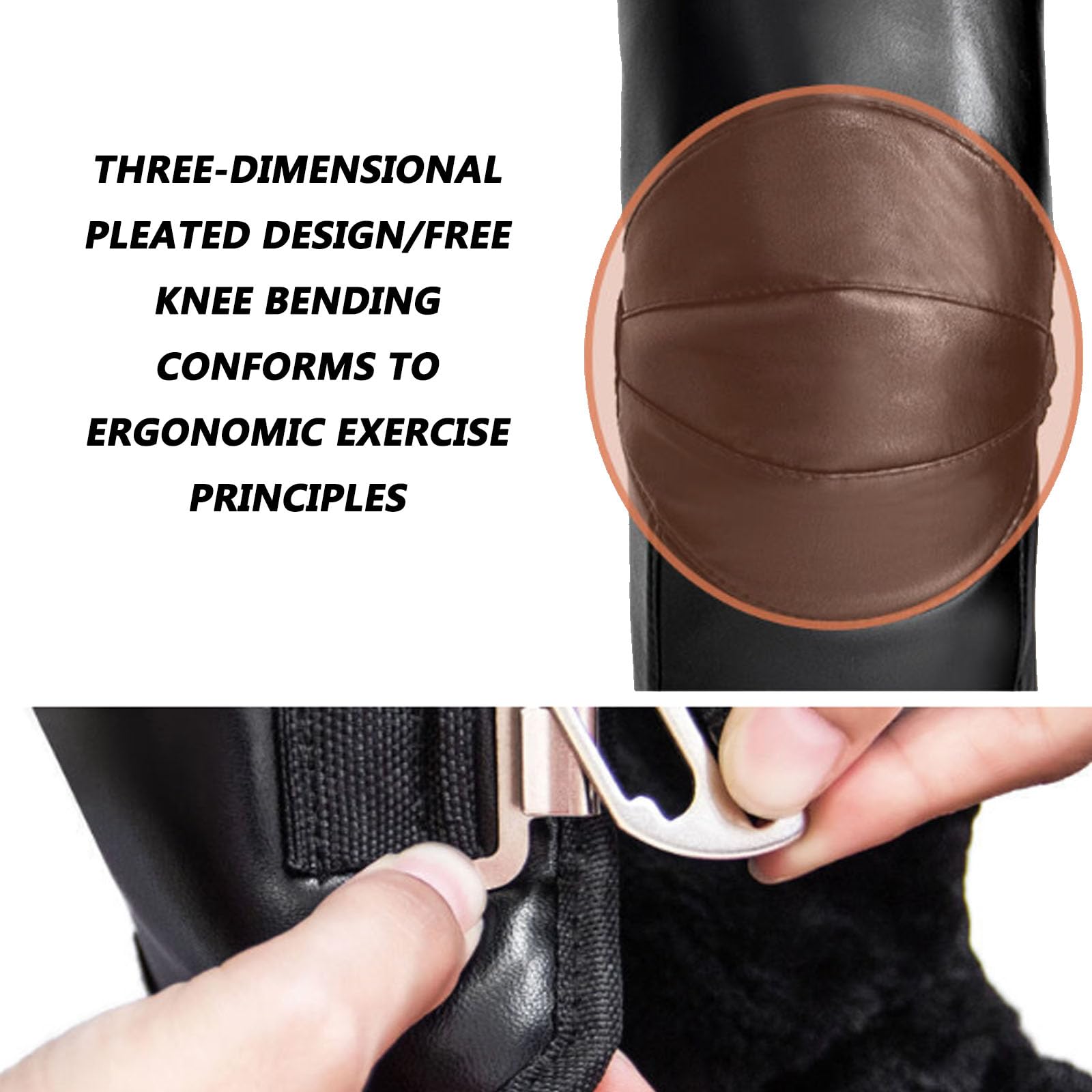 Genouillères de Moto, Couvre-Jambes Protection Cuir PU Doublure Polaire Ruban Adhésif à Dégagement Rapide/Crochet en Plastique/Crochet en Acier Métallique Doubles Crochets 70cm Plastic Buckle