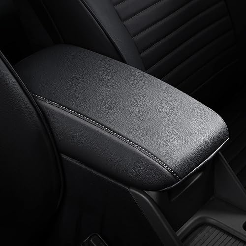 AOMSAZTO Console Covers for 2007-2013 Ford Fusion Armrest Covers for Ford Fusion Leather Black with Black Stiches
