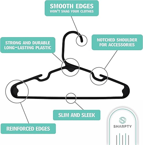 Vista 24 de Sharpty Perchas de plástico para niños, perchas para ropa de bebé, niños pequeños y niños, uso estándar diario, ideal para armario de niños y niñas