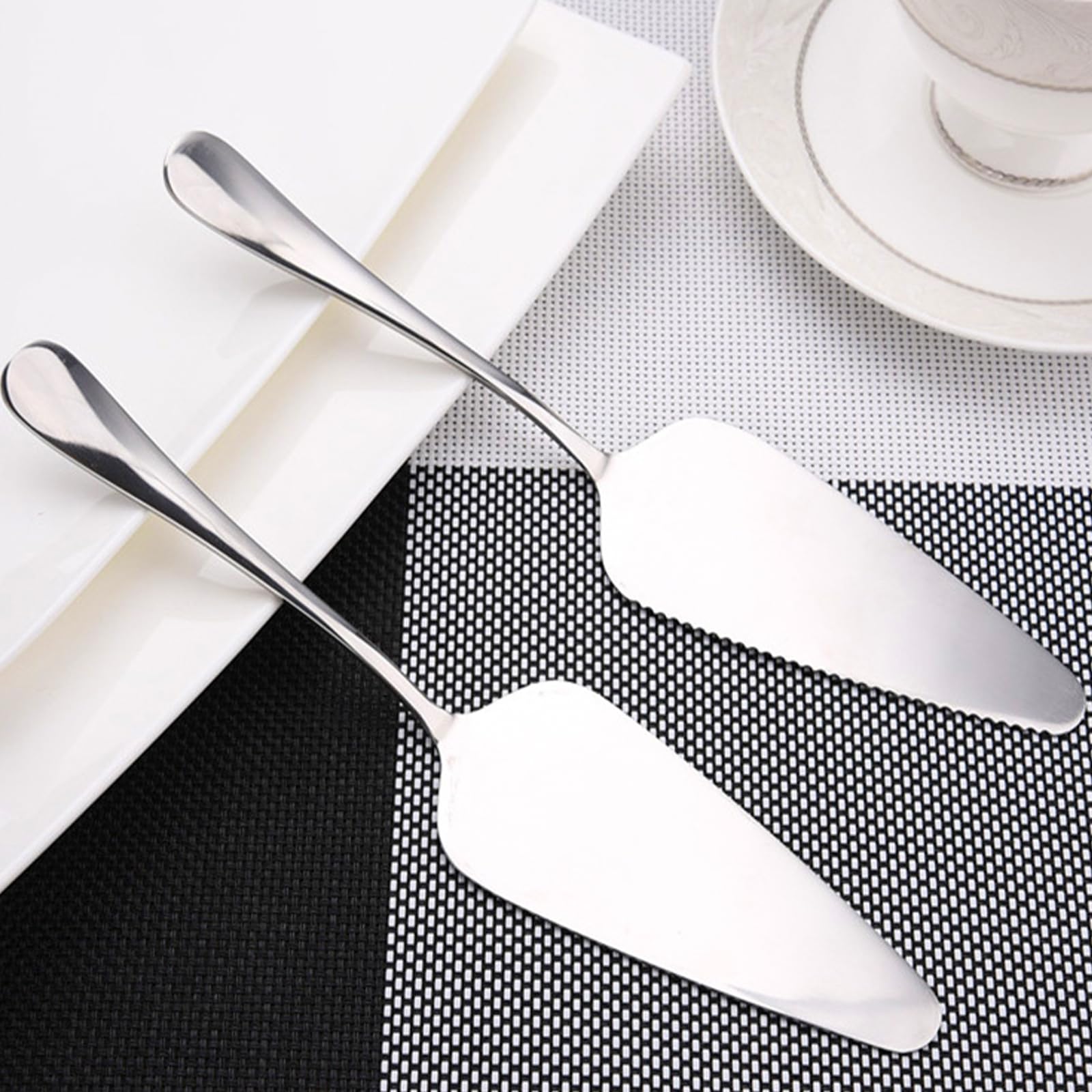 Set Paletta Per Torta In Acciaio Inox - 2 Pezzi Con 6 Forchette, Per Dolci, Pizza, Bistecce - Foto 3