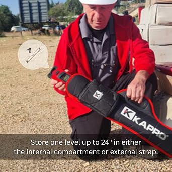 Kapro - CASE-24 Carrying Case - Storage Bag for Levels - Durable Nylon Carry Case - With Plastic Handle and Zippered Accessory Pouch - Fits 24 Levels