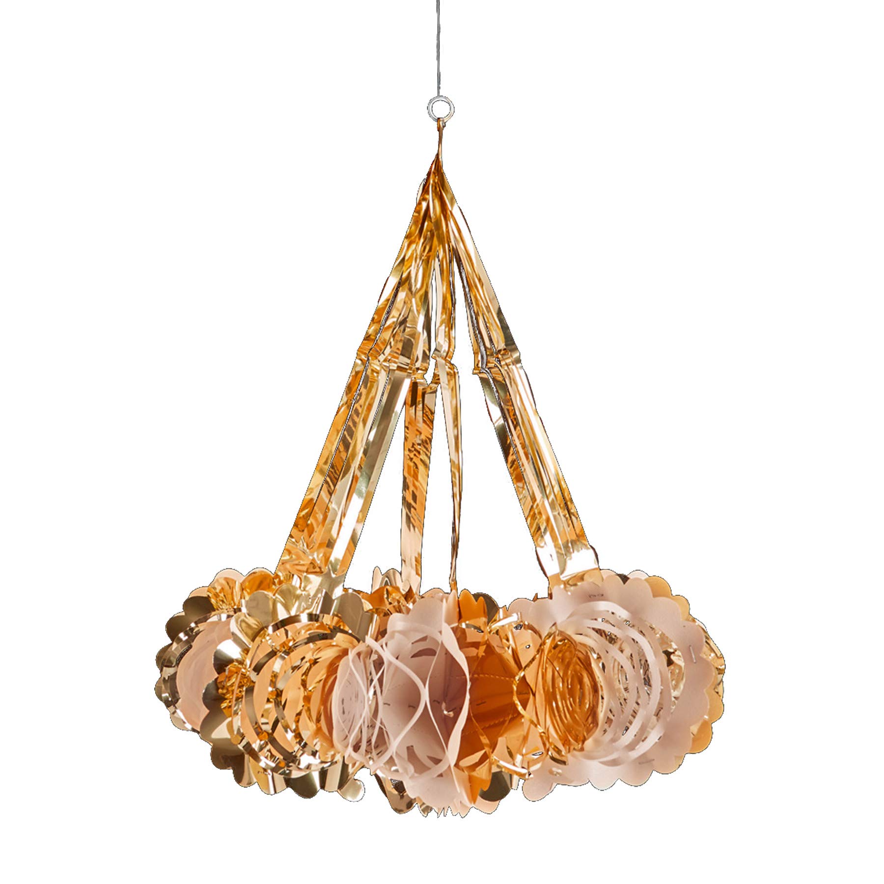 Davies Gold Rose Christmas Foil Ceiling Decorations - 40Cm Chandelier
