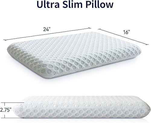 Miniatura 4 de Hcore Almohada ultra fina de 3.25 pulgadas para dormir boca abajo, almohada delgada para dormir de lado y espalda, almohadas de espuma viscoelástica