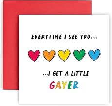 Huxters Valentines for Gay Men Lesbian – Funny I Get Gayer when I See You Card for him Men - Husband Wife Valentines 14.8cm
