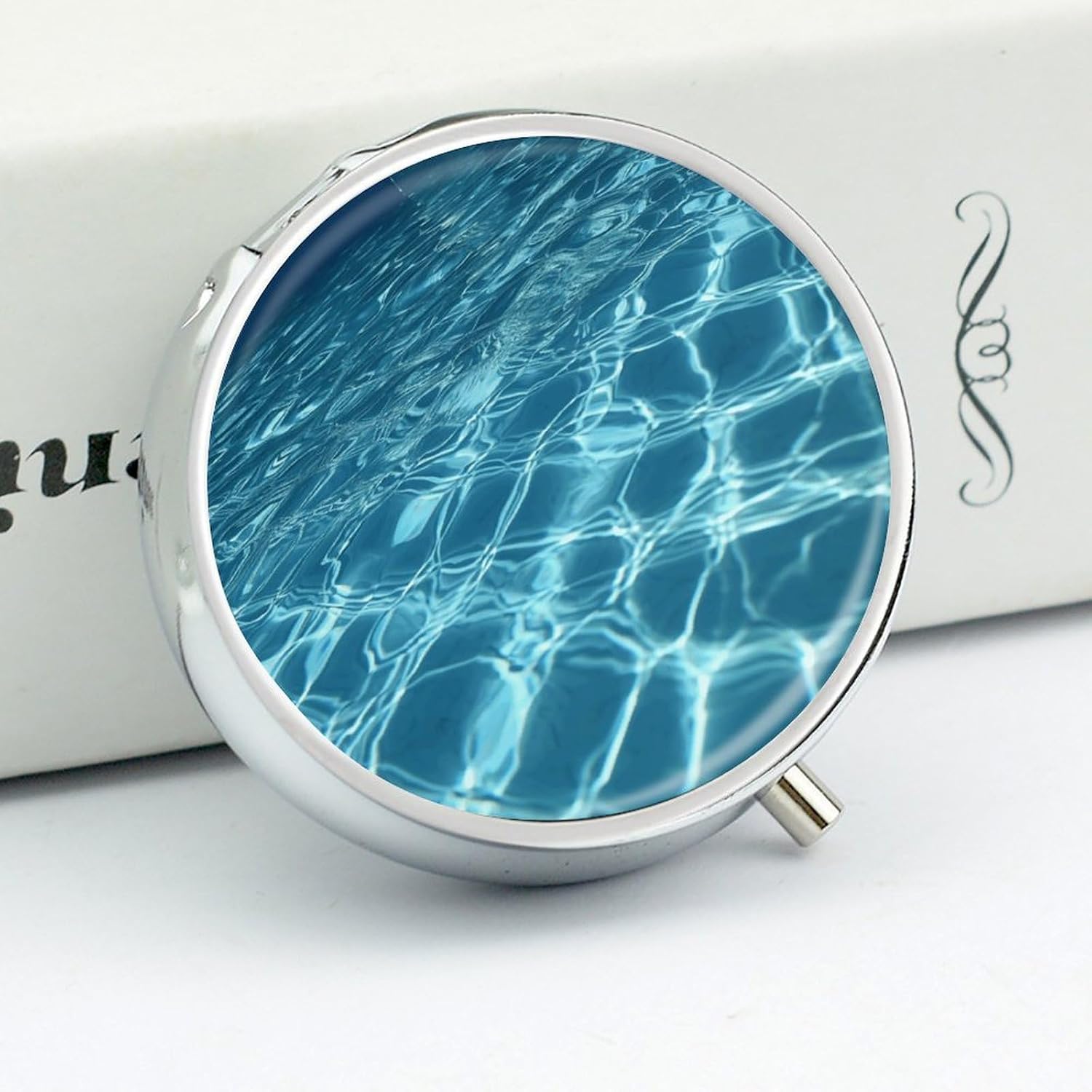 Round Pill Box, 3 Compartment Small Pill Case for Pocket Purse image 4