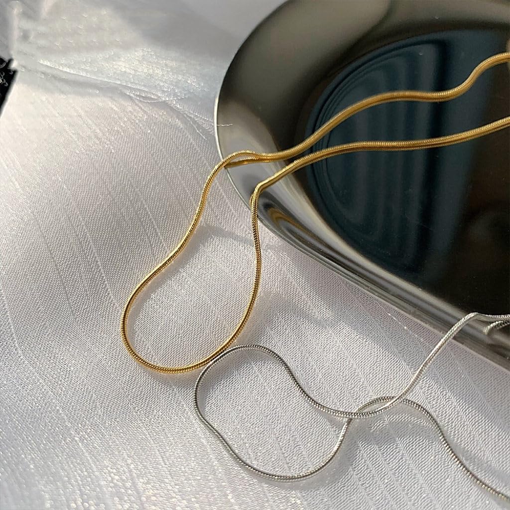 SukAmi Snake Chain 18K Gold Plated Necklace Bracelet Set Women Snake Stainless Steel Choker Jewelry Set - Image 6