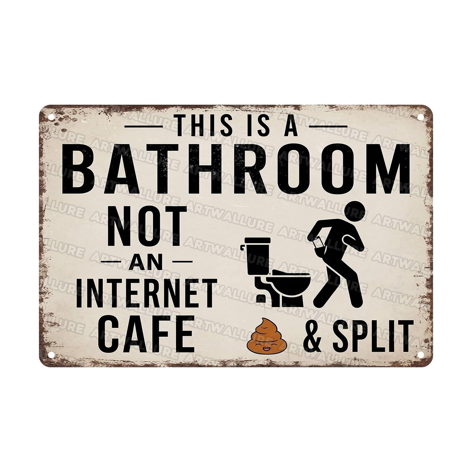 Funny Bathroom Sign Metal Tin Sign Humorous Wall Decor This Is A Bathroom Not An Internet Cafe Split for Restroom Bath Toilet Man Cave 8x12Inch