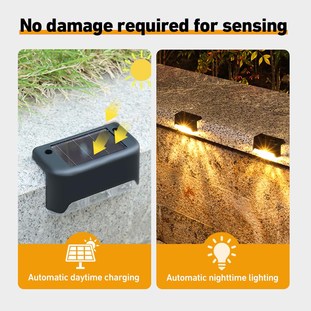 KBIBCK Solar Fence Lights, 12 Pack Solar Step Lights, SolarFence Light Outdoor Garden - Image 4
