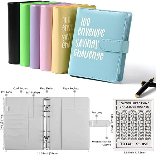 Vista 4 de Libro de desafíos de ahorro de dinero con sobres, carpeta de desafíos de ahorro de dinero, libro de ahorros con sobres de efectivo