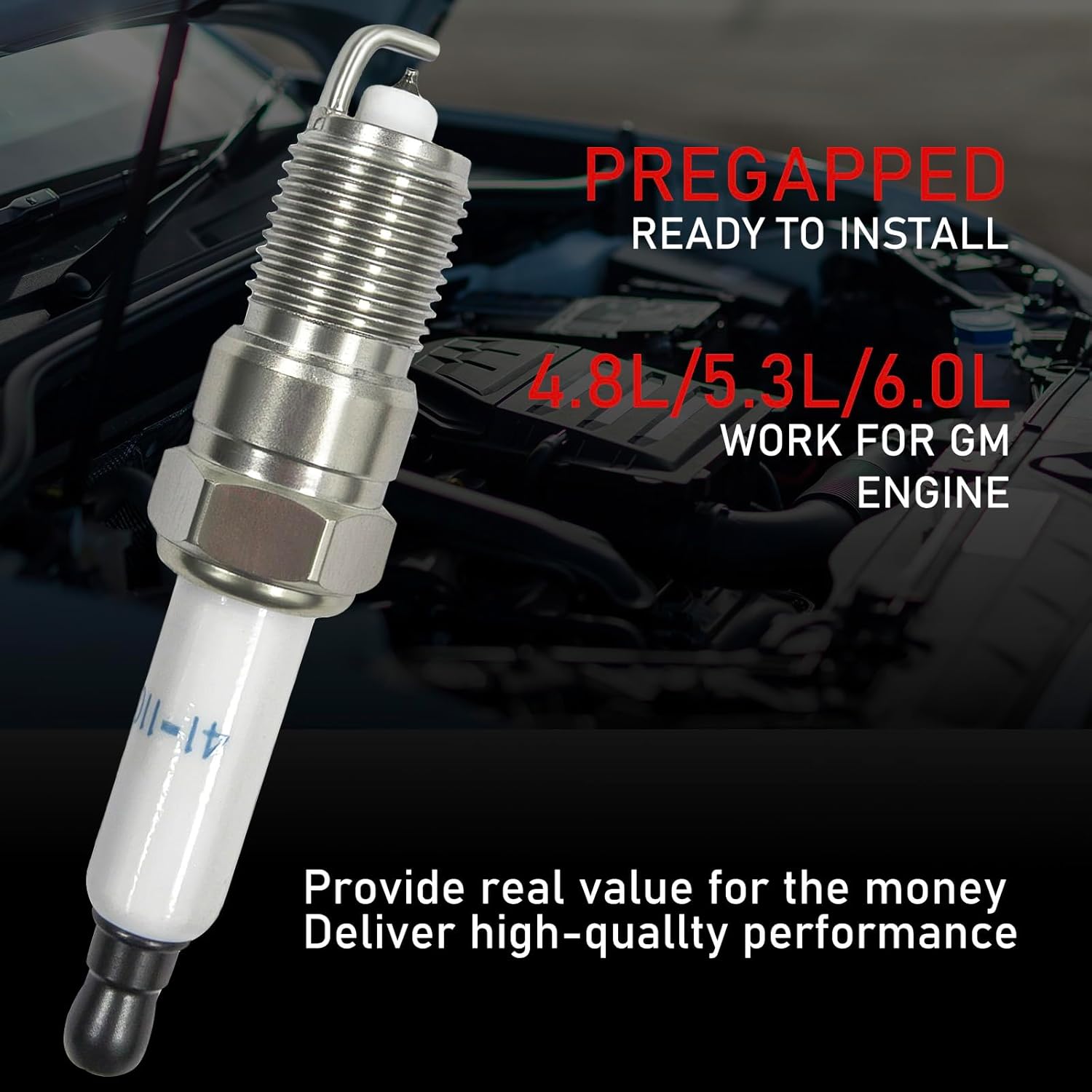 8 Pcs Iridium Spark Plug & Wire Set (41-110) | Fit for 2000-2013 Chevy Silverado Tahoe Suburban GMC Sierra Yukon Cadillac Escalade 4.8L/5.3L/6.0L/6.2L V8 | Replaces 41-162 9748HH 9748UU