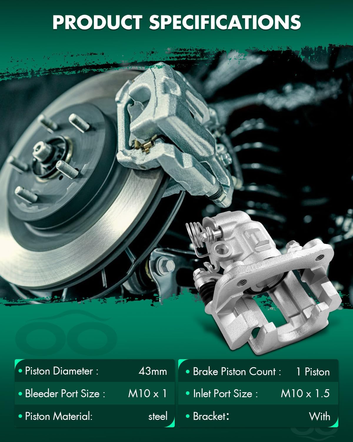 SCITOO Rear Left Brake Caliper With Bracket 18B4537 Compatible For Ford For Taurus 1993-1999,For Lincoln For Continental 1993-2000,For Mercury For Sable 1993-1999