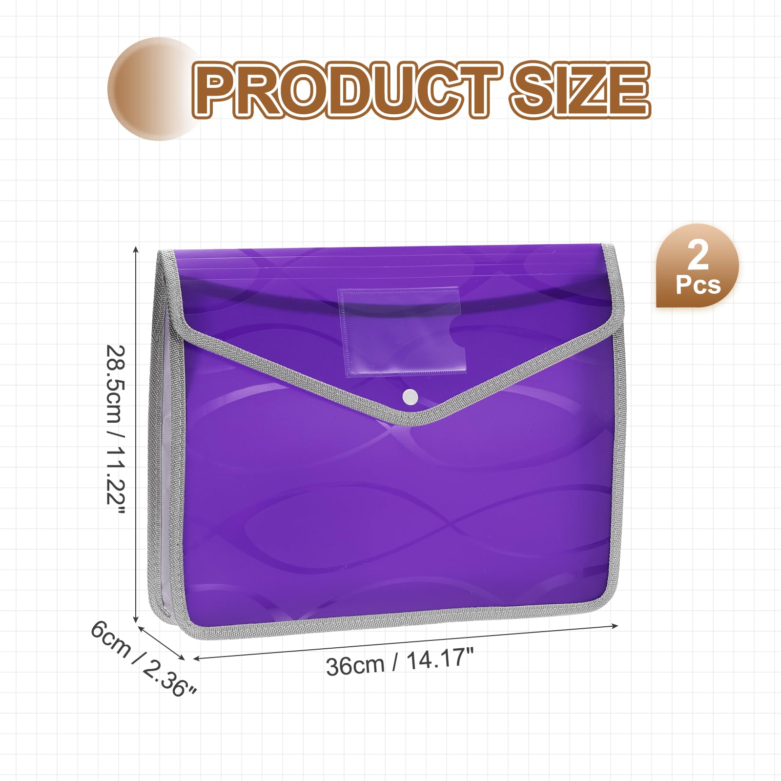 YOKIVE 2 Pezzi Cartella Plastica A4 Viola 36x28.5 cm | 14.2x11.2 Pollici, Grande Capacità, Organizzatore Documenti, Chiusura a Scatto, per Lettere, per Ufficio Casa Viaggio