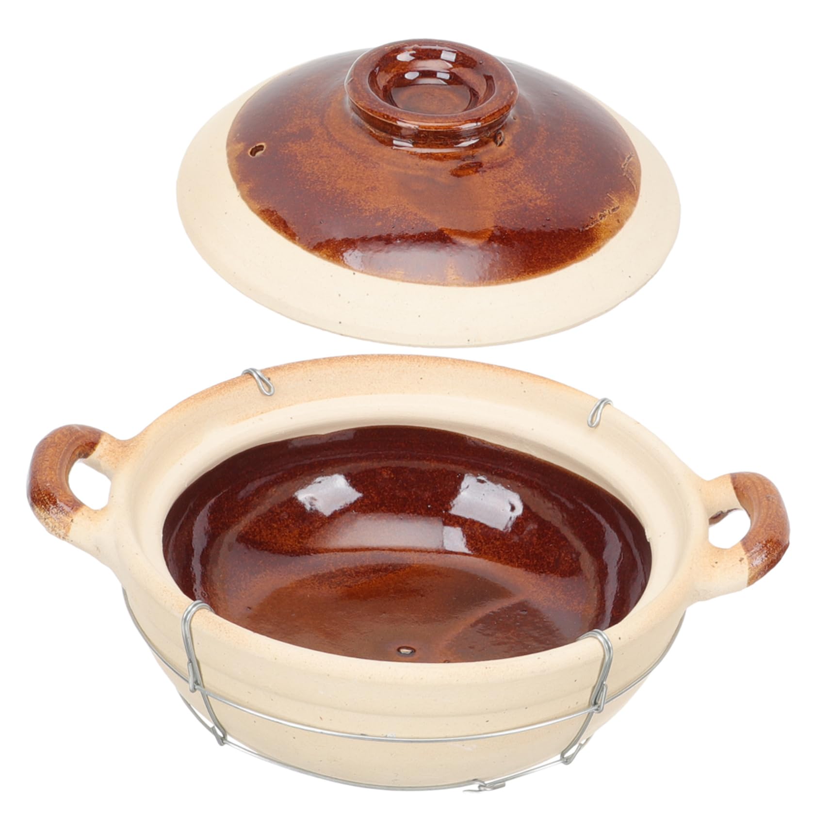 Sosoport Olla Doméstica de Barro Asa Única, Capacidad 0.5l, Transferencia Uniforme de Calor y Superficie Antiadherente para Guisar Comida en Cocina Casera