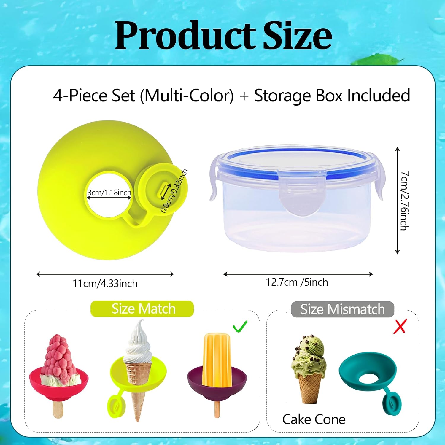 Silicone Popsicle Holders, 2-in-1 Mess Free Ice Cream Cone Holders for Kids, Reusable & Dishwasher Safe Popsicle Drip Catcher for Parties, Picnics, Home(Large 4 Sticks) image 2