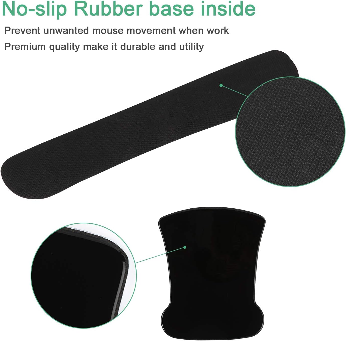 iLeadon Keyboard Wrist Rest Pad and Mouse Wrist Rest Support Mouse Pad Set, Non Slip Rubber Base Wrist Support with Ergonomic Raised Memory Foam for Easy Typing & Pain Relief, Green Marble