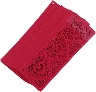 Mobestech 50 Piezas Unidades Envoltorios para Velas con Diseño Forma de Corazón Tonos Cilíndricos Decorativos Color Rojo Perlado Cubiertas para Lámparas Electrónicas para Iluminación Cálida