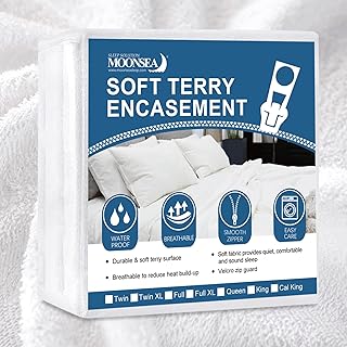 Queen Mattress Protector Zippered (11/12/13/14 Inchs), Ultra Soft Terry Surface, 6-Side Waterproof Mattress Protector, Durable Zipper, Noiseless, for Queen Size Mattress 60'' X 80''