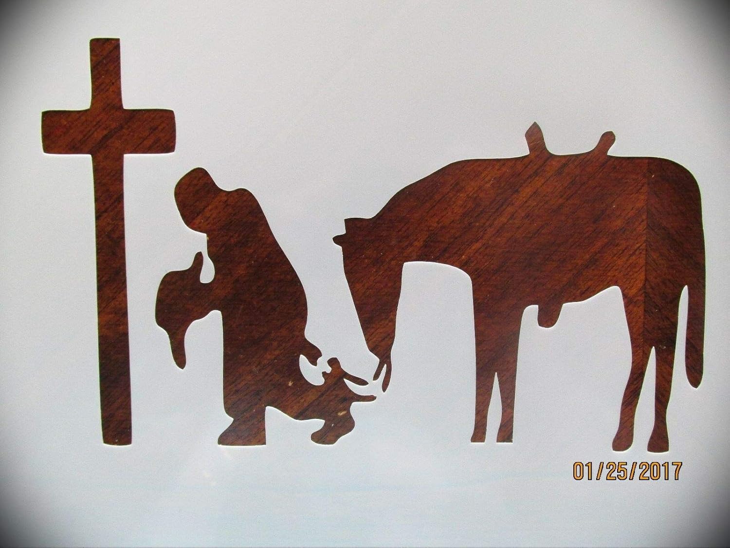 Rubstamper Cowboy Kneeling Logo Stencil Reusable 10 mm Mylar Laser Cut Stencil Arts and Crafts Material Scrapbooking for Airbrush Painting Drawing