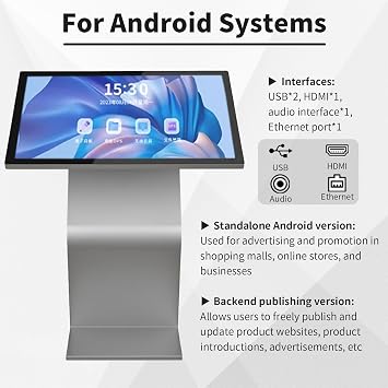 22/32 Inch LCD Screen Digital Signage Kiosk, Capacitive Touch Screen Kiosk, K-Style Stand Digital Signage Display, for Mall Navigation/Self-Ordering/Advertising Black-22Inch