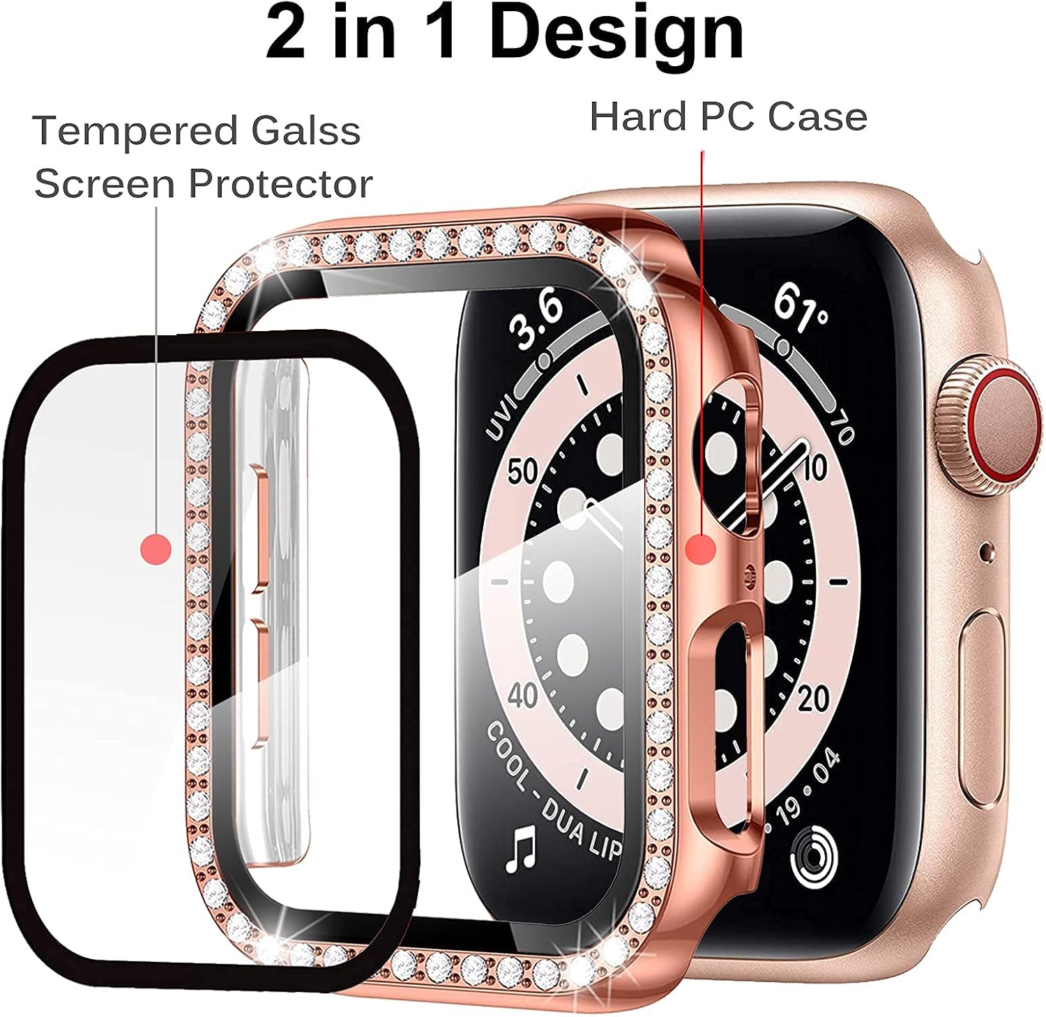 Miimall Bling Case Compatible for Apple Watch SE Series 6/5/4 44mm - Image 4