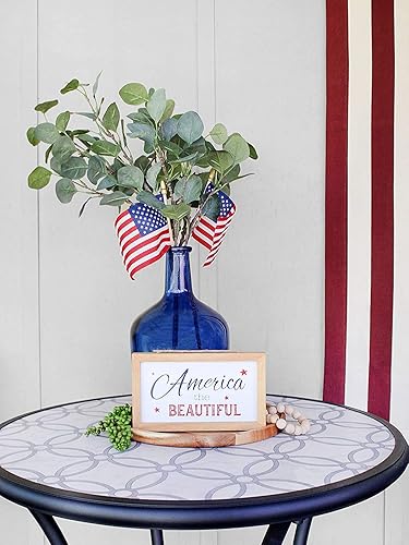 Miniatura 5 de AuldHome Design Letreros del 4 de julio, juego de 2 letreros decorativos de madera patriótica americana para decoración del hogar del Día de los