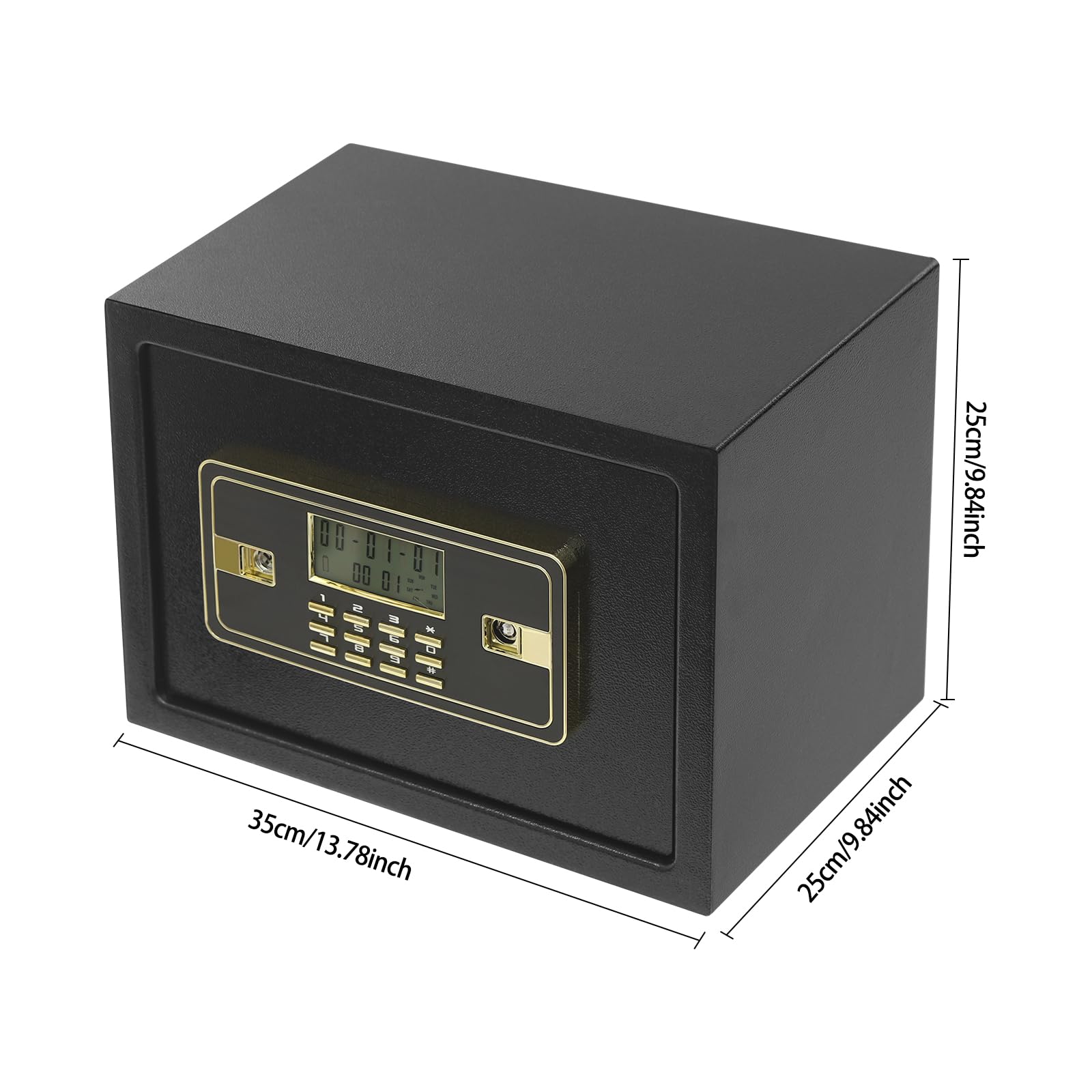 Cassaforte elettronica con ripiano estraibile, cassaforte per gioielli, documenti, passaporti, contanti, diamanti neri, 35 x 25 x 25 cm