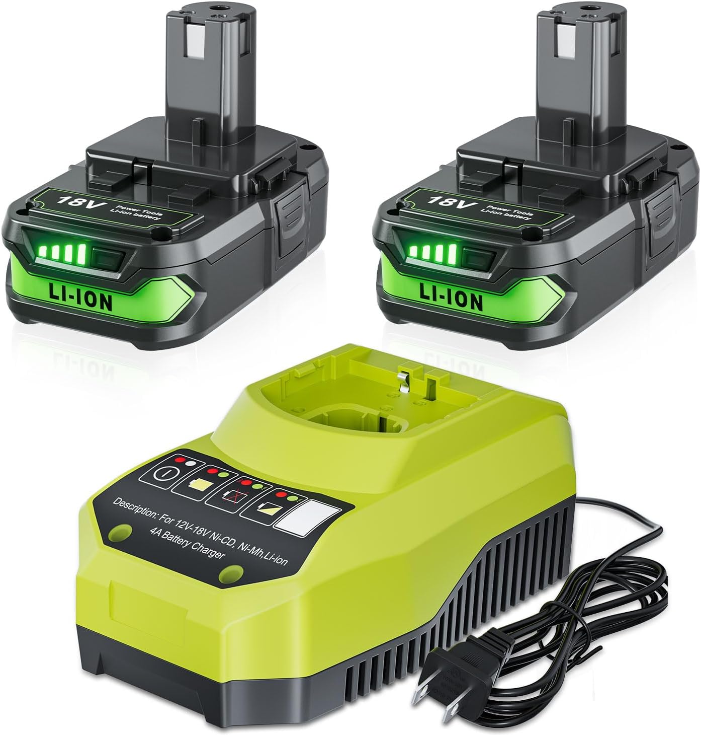 POWTREE Upgraded 3.5Ah Replacement for Ryobi 18V Battery and Charger Combo Compatible with Ryobi 18V ONE+ Battery P102 P107 P108 P105 P104 P103 Power Tools and P117 Charger