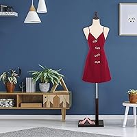 Vista 7 de VINGLI Forma de vestido femenino, cuerpo de torso de maniquí con soporte de madera ajustable para diseño de ropa, maniquí pinable (blanco, 2-4)