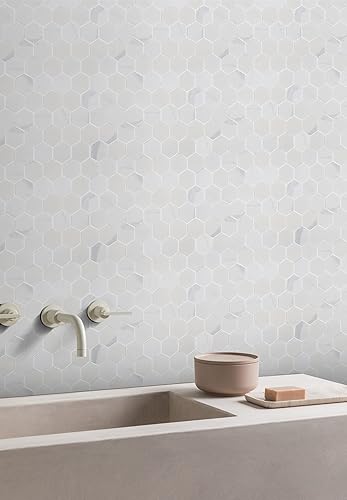 Miniatura 9 de Simple Tile - 5 hojas de azulejos de mosaico de mármol de ingeniería para salpicaduras de cocina, suelo de baño de baño, colección hexagonal de 2