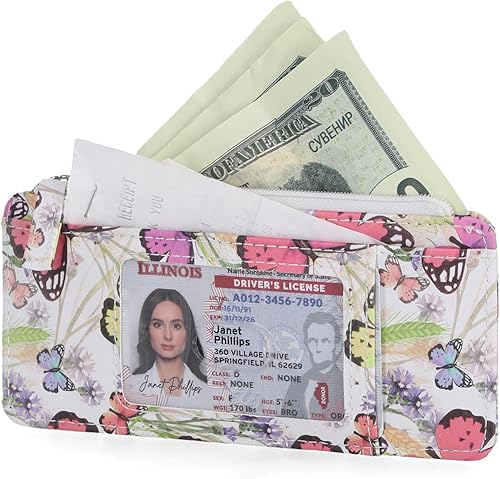 Miniatura 3 de Mundi Cartera organizadora delgada para mujer, estuche para tarjetas de crédito con bolsillo con cremallera y ventana de identificación, cartera