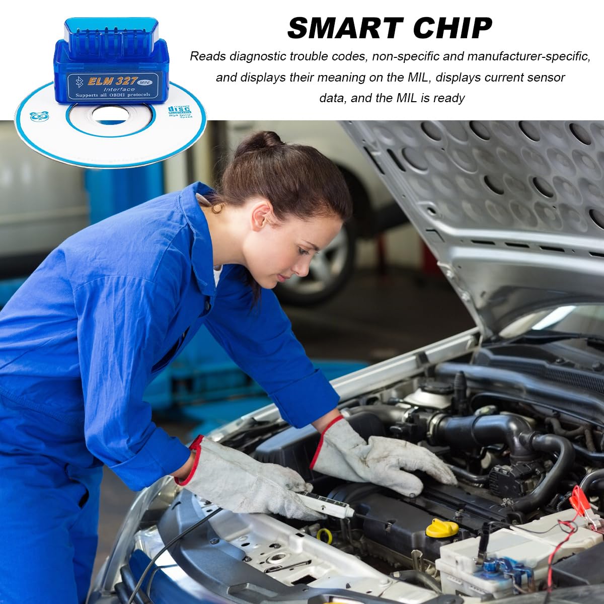 ELM327 OBDII Auto-Diagnose-Scanner, professionelles Mini-Bluetooth-Scan-Werkzeug, Motorfehlercode-Leser, kabelloser Fehlermelder-Schnittstellen-Adapter für die meisten OBD-II-Fahrzeuge, 2 Stück